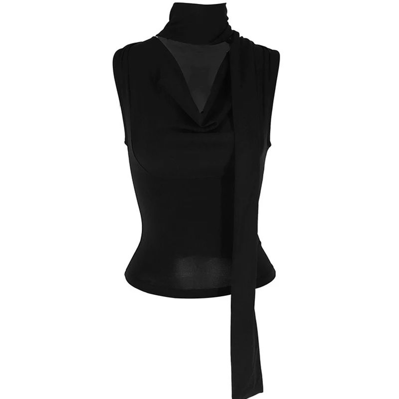 Womens V-Neck Bandage Slim Tank Top – Sexy Streetwear Knitted Crop