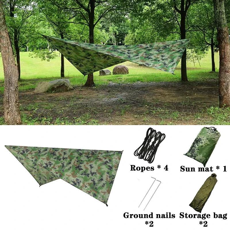 Portable Camping Tarp Waterproof Camouflage Rain Fly Sun Shelter Ground Mat