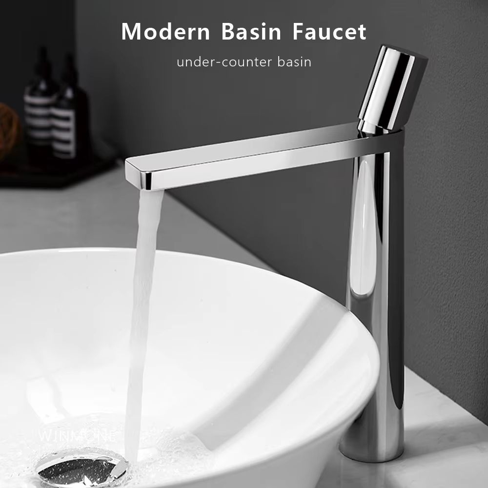 Brushed Gold Bathroom Sink Faucet – Modern Brass Basin Mixer with Single Handle