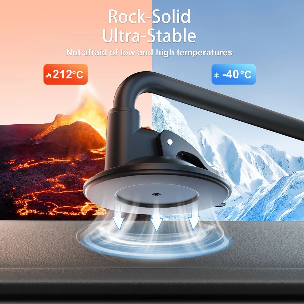 Magnetic Long-Arm Car Phone Holder – Adjustable Windshield & Dashboard Mount