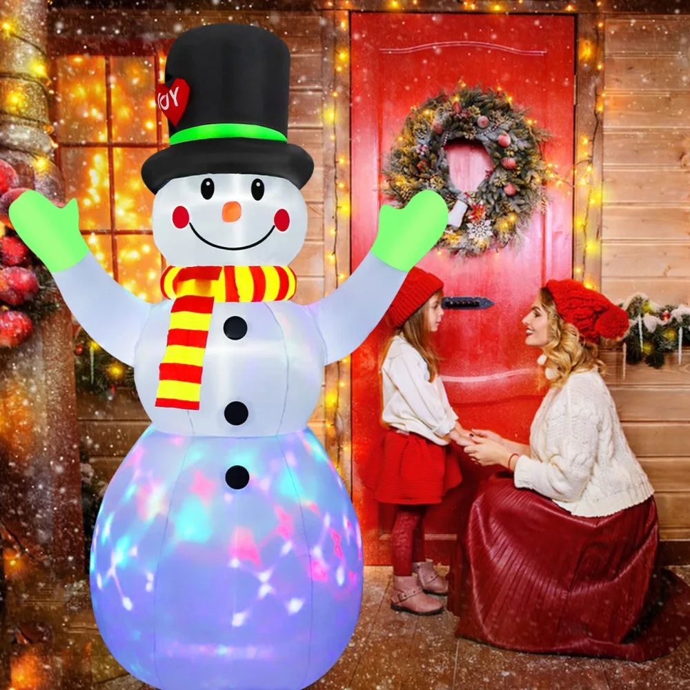 2.2M Inflatable Snowman Christmas Yard Decoration with Rotating LED