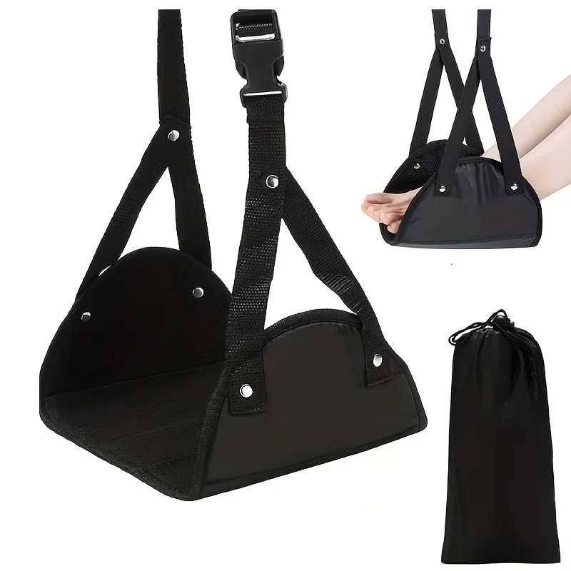 Portable Airplane Footrest Hammock with Adjustable Strap for Enhanced Travel Comfort