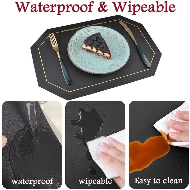 Premium Faux Leather Placemats – Waterproof, Oil-Resistant & Heat-Insulating Dining Table Mats