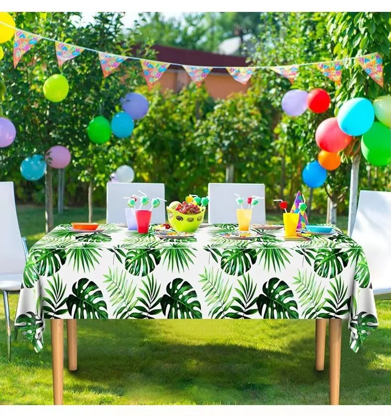 Jungle Palm Leaf Waterproof Birthday Party Table Cloth