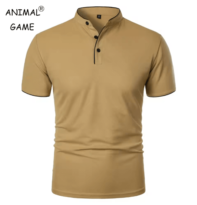 Mens Casual Breathable Short Sleeve Polo Shirt Loose Fit
