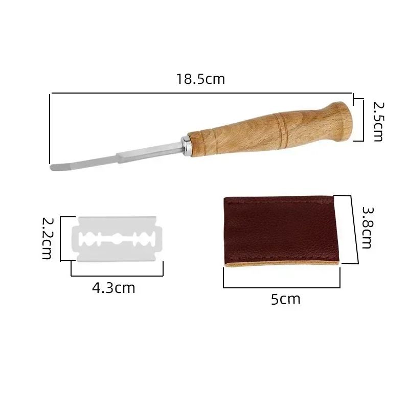 Bread Lame Slashing Tool with 5 Razor Blades and Leather Cover for Homemade Bread and Pizza