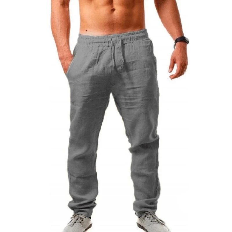 BreezeFlex Mens Linen Pants – Breathable Cotton Linen Casual Trousers with Elastic Waist