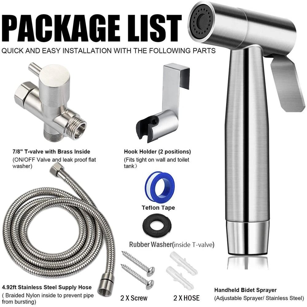 Stainless Steel Handheld Toilet Bidet Sprayer Kit