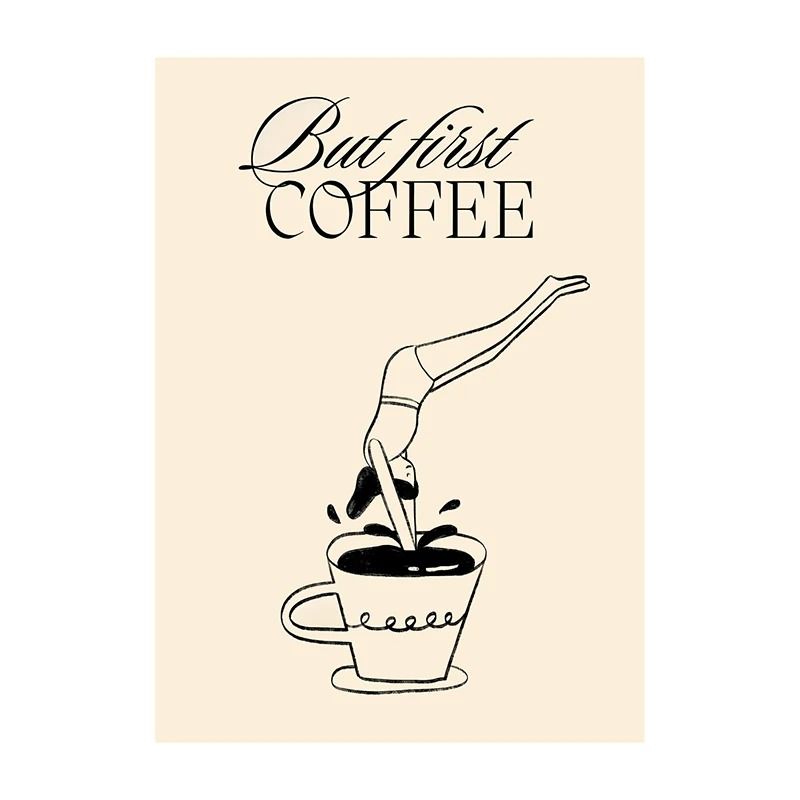 Surreal Coffee Diver Canvas Poster | Trendy Kitchen Gallery Wall Art