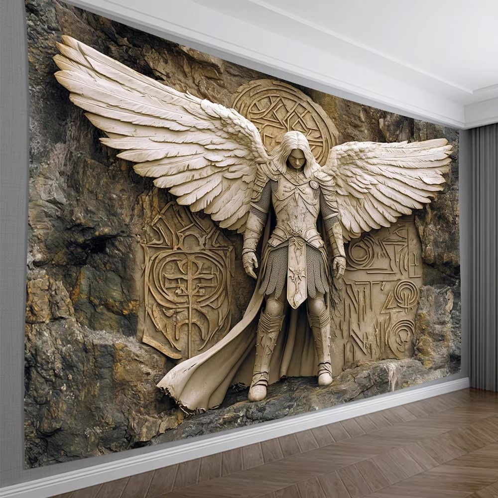 Glam 3D Angel Wall Tapestry Polyester Hanging Decor for Bedroom and Living Room