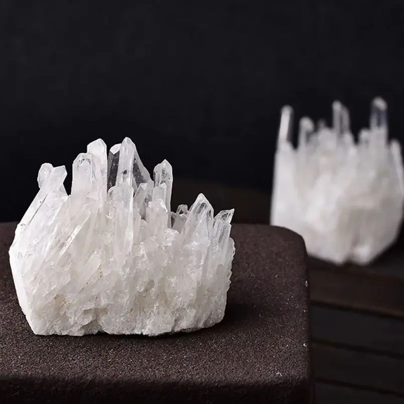 Natural White Crystal Cluster – Raw Quartz Mineral Specimen Healing Stone for Home Decor