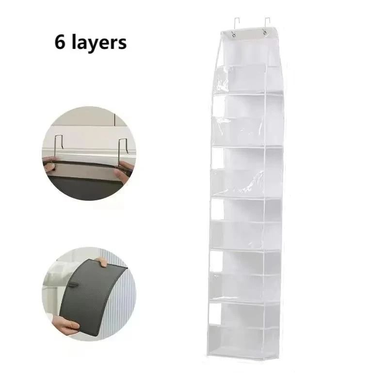 SpaceSaver 6 Shelf Over the Door Pantry Organizer with Clear Pockets