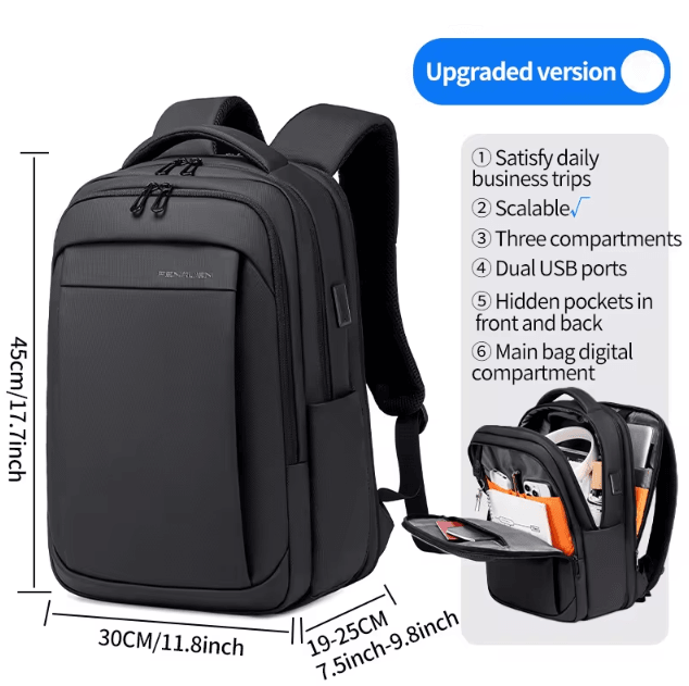 Fenruien Multifunction Waterproof Backpack – USB Charging School & Business Bag Fit 15.6-Inch Laptop