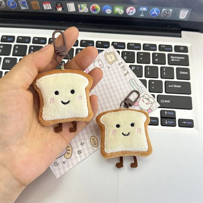 Mini Plush Toast Bread Bag Charm Cute Cartoon Pendant