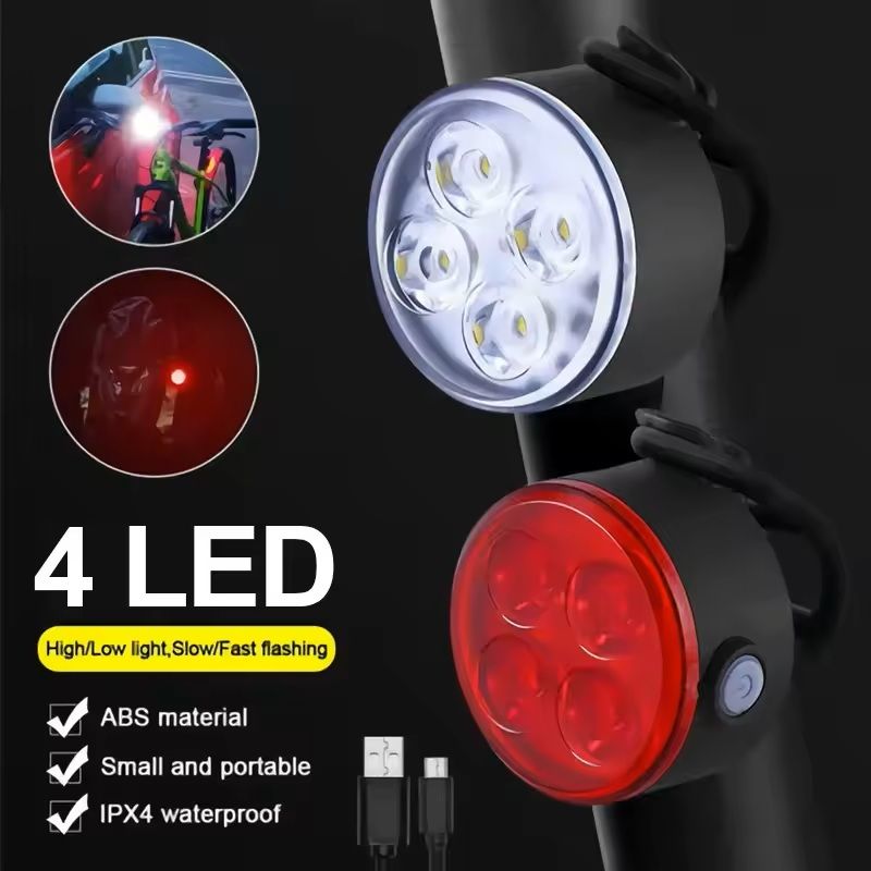 Bike Light Set USB Rechargeable Front and Rear LED Cycling Lights