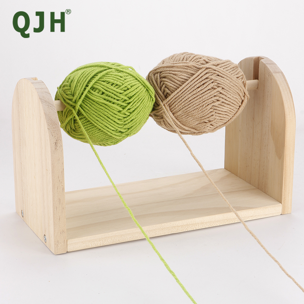 Wooden Crochet Yarn Holder, QJH Single Revolving Yarn Ball Storage for Knitting & Crocheting, Portable & Stable Yarn