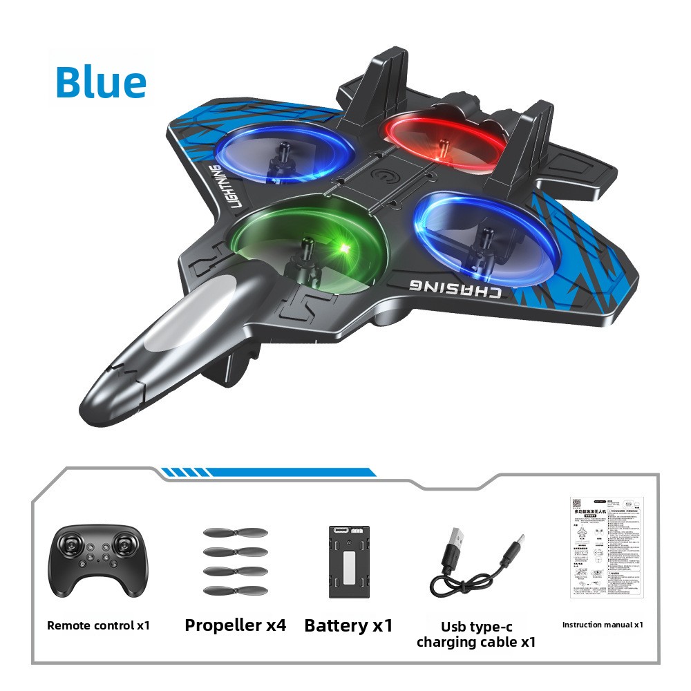 Stunt Foam Fighter Airplane Toy Drone, Kids Flying Helicopter RC Hobby Jet Plane with Light