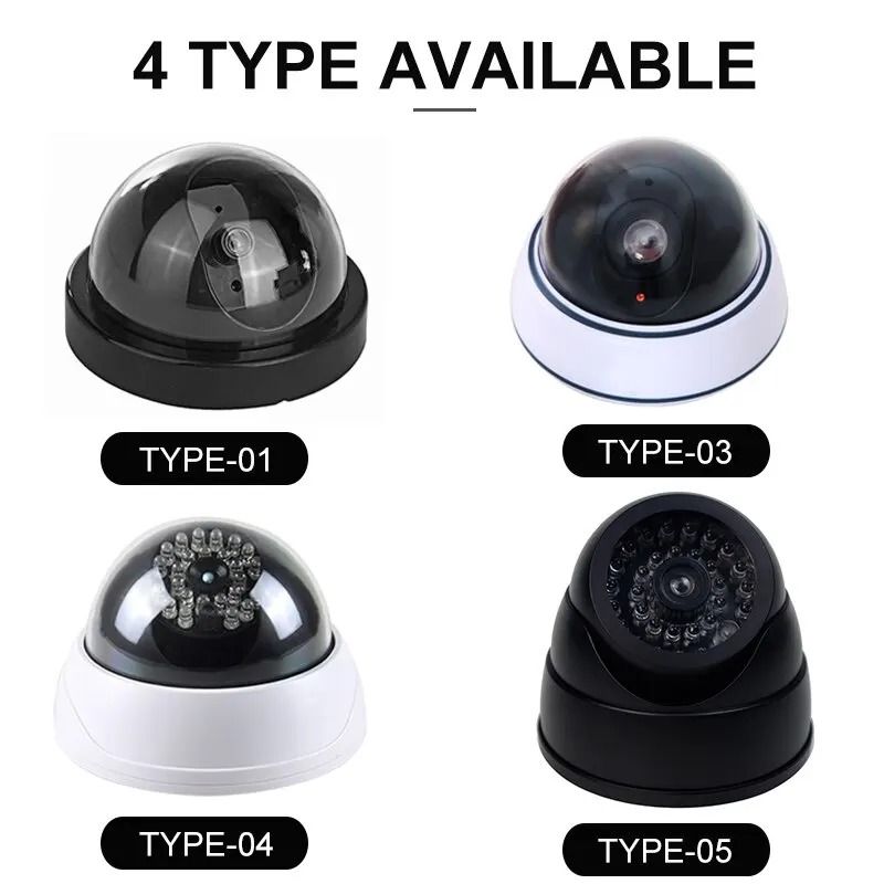 Dummy Fake Security Camera | Indoor Outdoor Surveillance Deterrent with LED Red Light