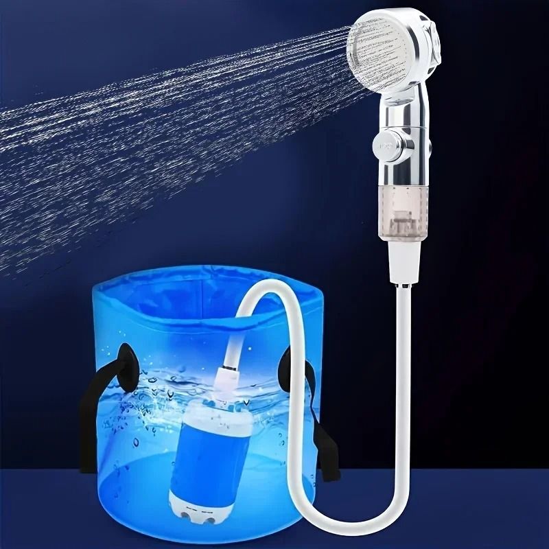 Portable USB Rechargeable Shower Head Outdoor Watering System with Garden Hose and US Connector