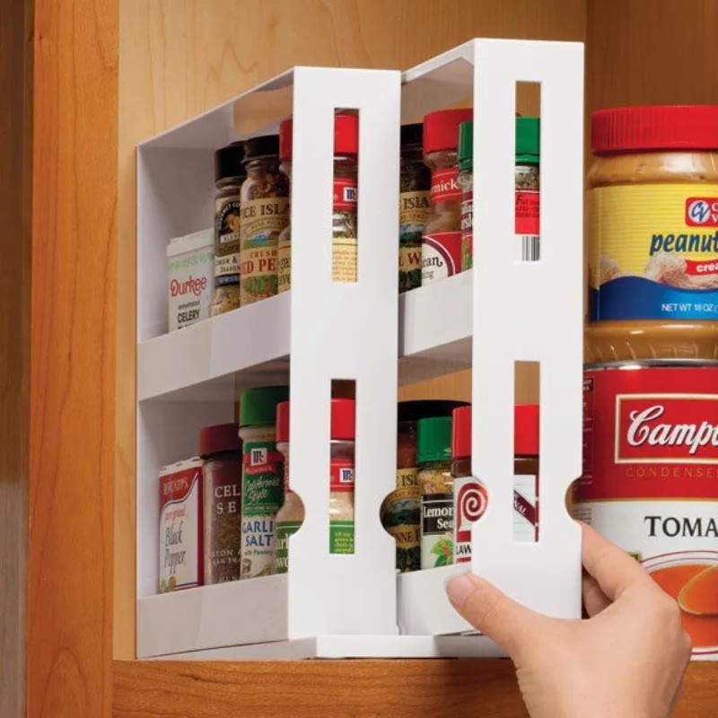 Multi-Function Rotating Storage Rack For Spices & Pill Bottles