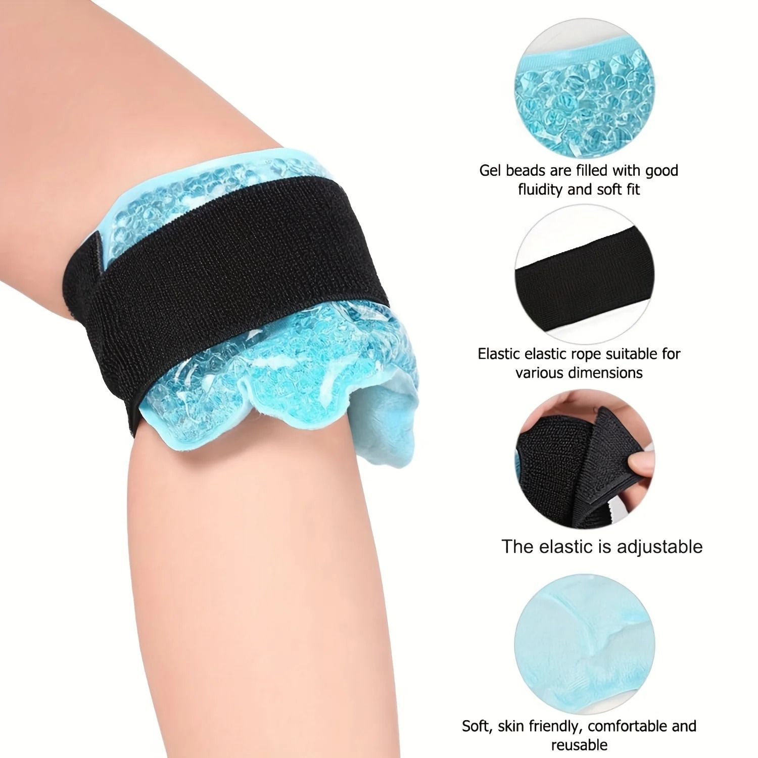 Reusable Ankle and Foot Ice Compress Wrap with Gel Beads