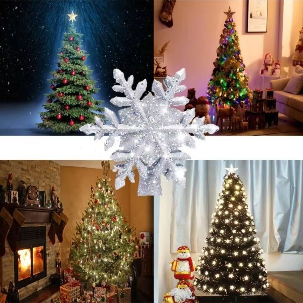 Rotating Snowflake LED Christmas Tree Topper 3D Projector Light