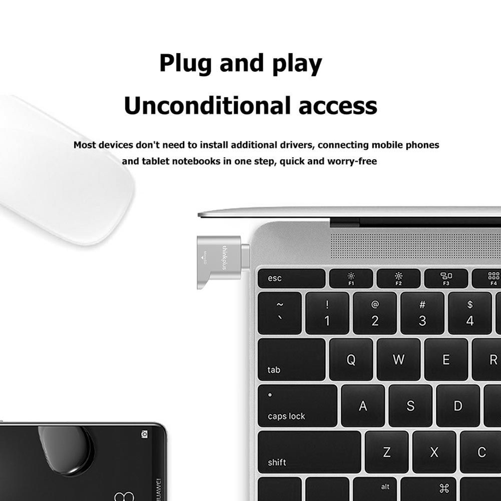 USB C Type-C TF Card Reader for Type C Phone, Lenovo Thinkplus Micro SD Memory Card Mini Metal TranFlash Adapter
