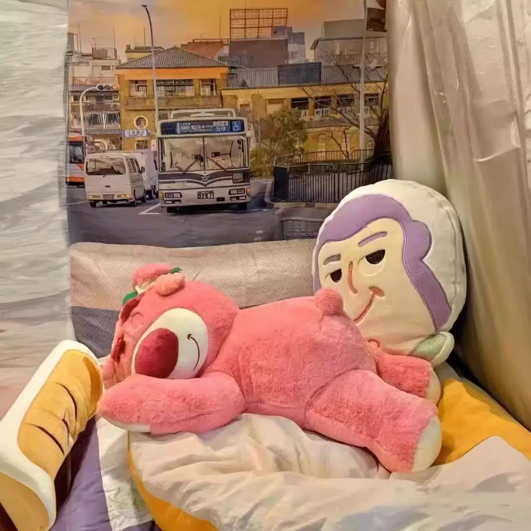 Toy Story Lotso Bear Plush Pillow Soft Strawberry Sofa Stuffed Toy for Kids Girls and Birthdays