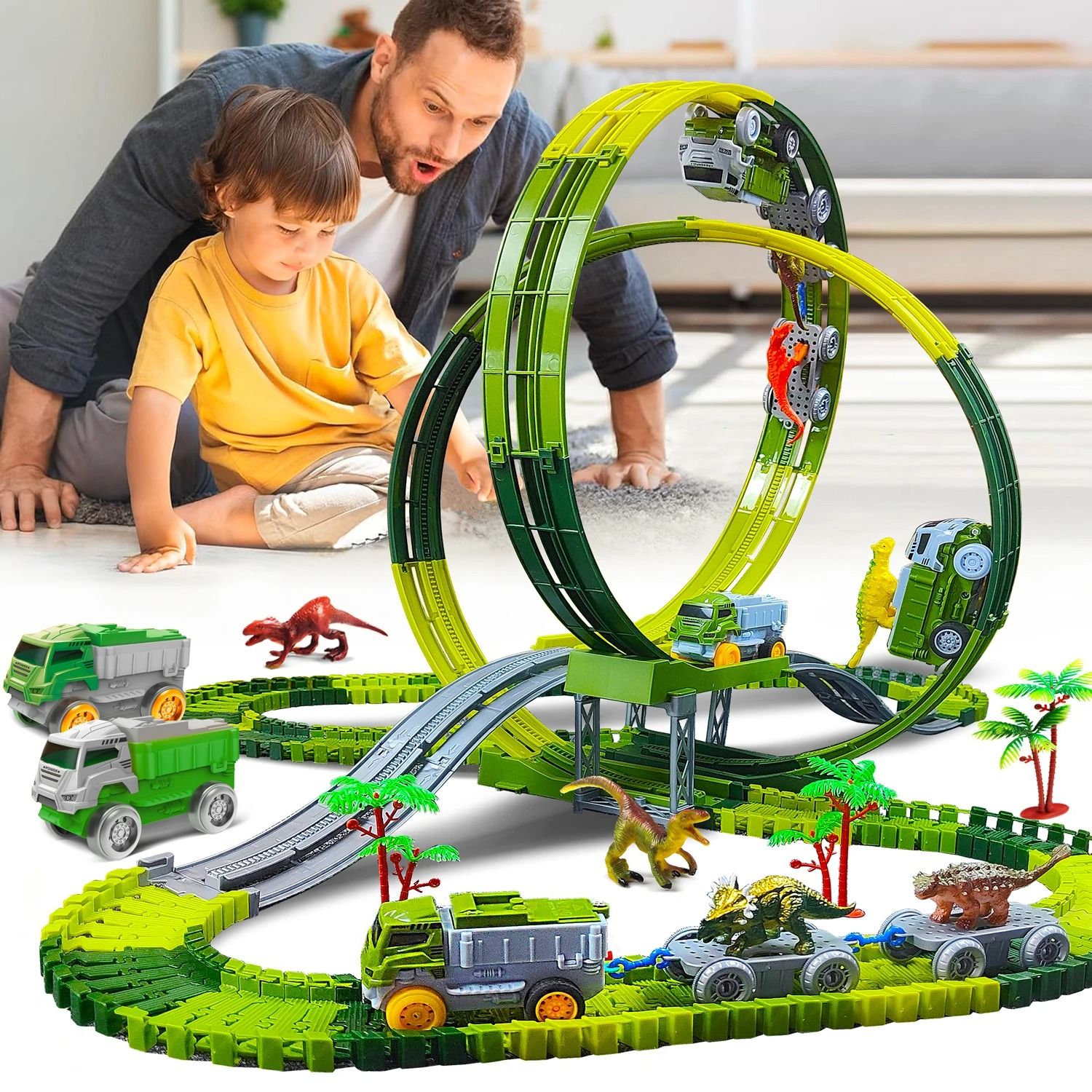 Magic Dinosaur Climbing Track Train Playset for Kids