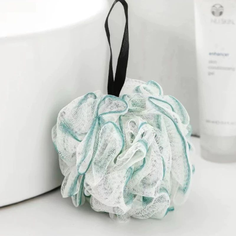 Luxury Shower Loofah Bath Sponge Super Soft Exfoliating Body Pouf Rich Lathering Shower Ball with Hanging Loop