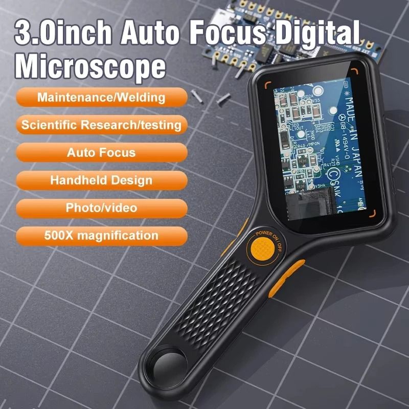 Digital Handheld Microscope with 3.0 in IPS Screen – 2MP Autofocus Coin & Video Magnifier – High-Precision 500x Discover