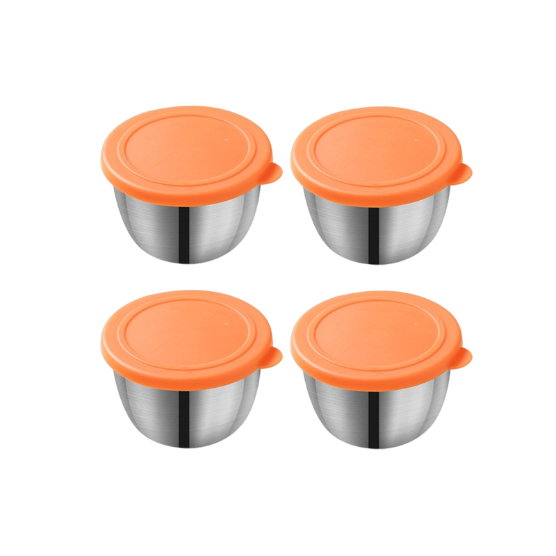 Stainless Steel Sauce Cup with Lid, Reusable Salad Dressing Container