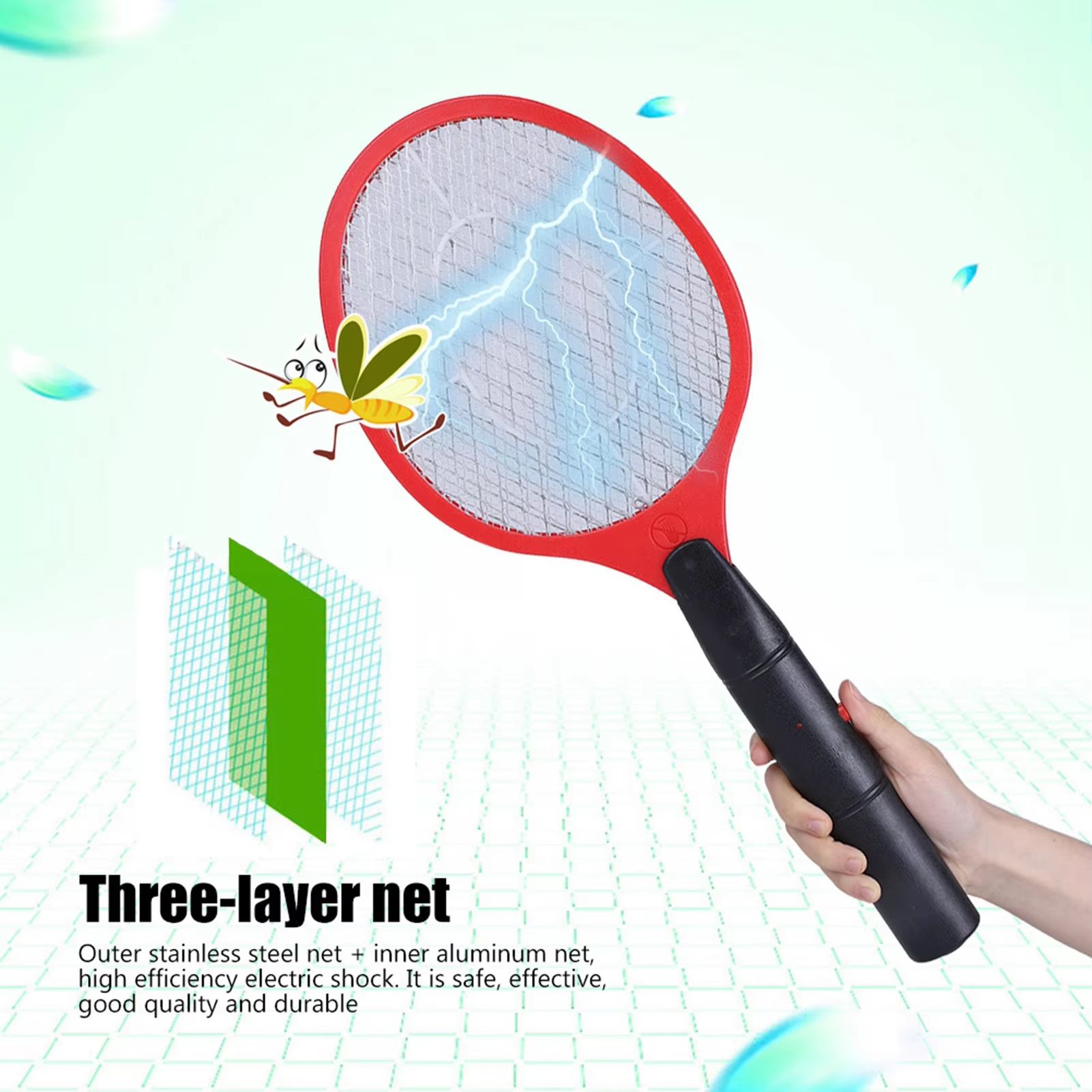 Electric Fly Swatter Racket – Cordless Battery Powered Bug Zapper for Flies and Mosquitoes