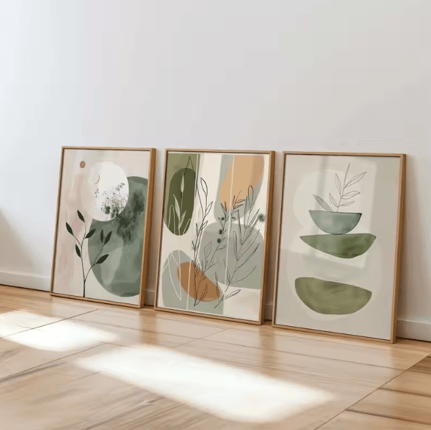 3pcs/set Bohemian Flower Plant Art Canvas Prints Minimalist Earthy Tone Plant Wall Art Posters for Modern Living Room Ho