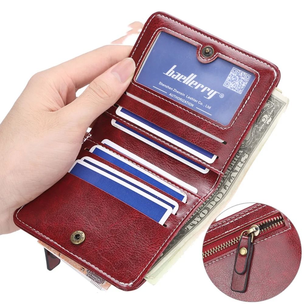 Zipper Mini Vertical Wallet – Fashionable PU Leather Square Card Holder & Coin Purse
