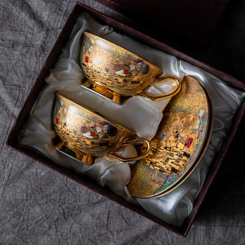 High-Value Gift Box Set, European Coffee Cup Saucer Bone China, Ceramic Tea Set, Afternoon Teacup Gift for Elegant Tea