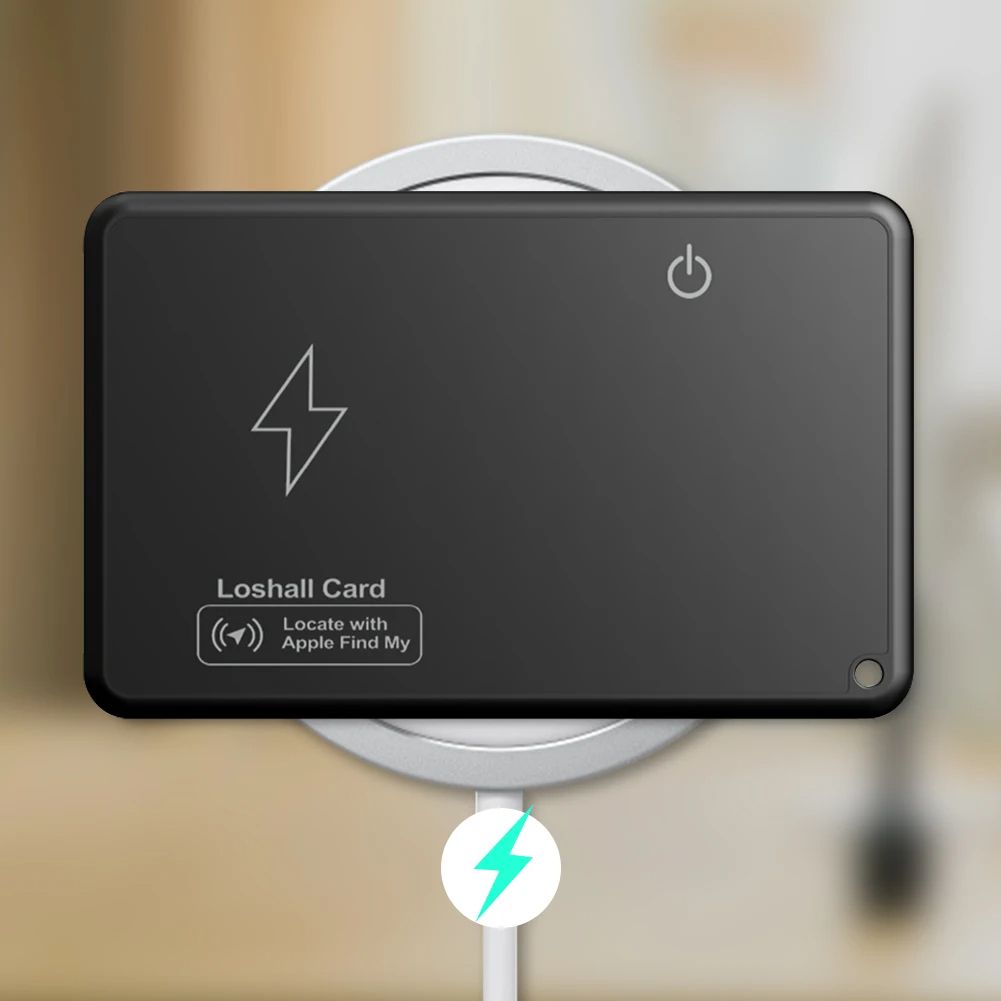 Ultra Thin Wallet Tracker Card with Wireless Charging, Compatible with Apple Find My & iOS Devices