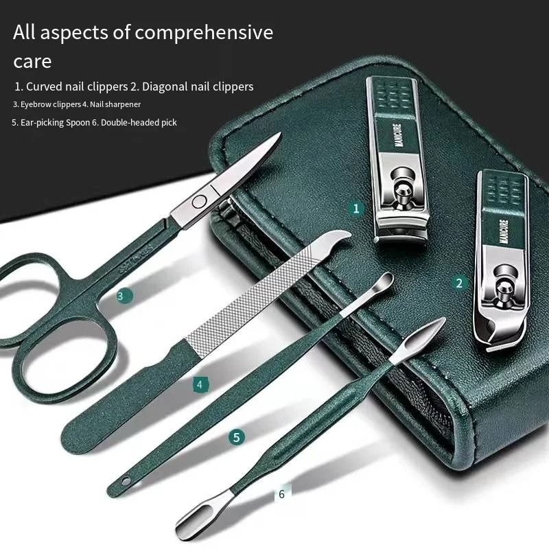 Premium Stainless Steel 6 Piece Manicure and Pedicure Tool Set