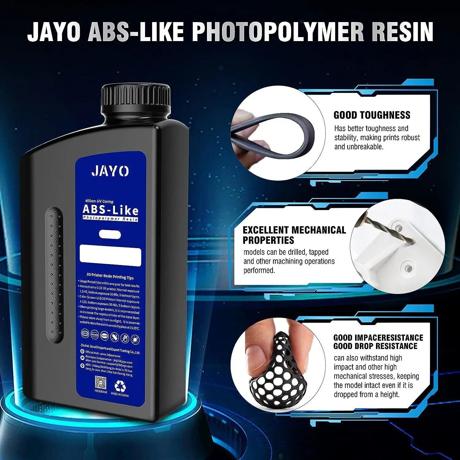 Jayo 3D Printer UV Resin 405nm Standard ABS Like and Water Wash Options