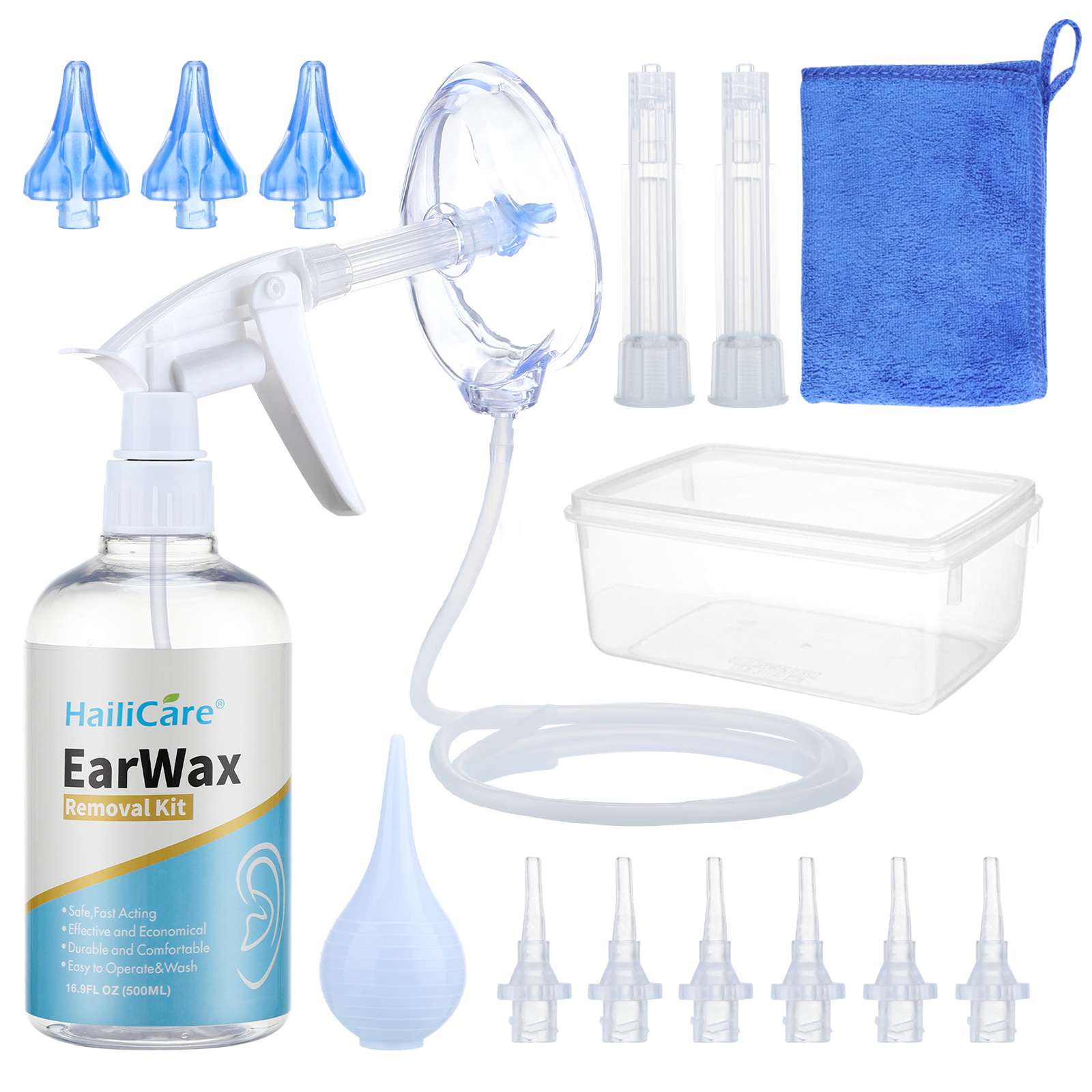 Ear Cleaner Kit, Ear Wax Remover and Irrigation Washer Set for Adults and Kids, Safe Ear Care Solution