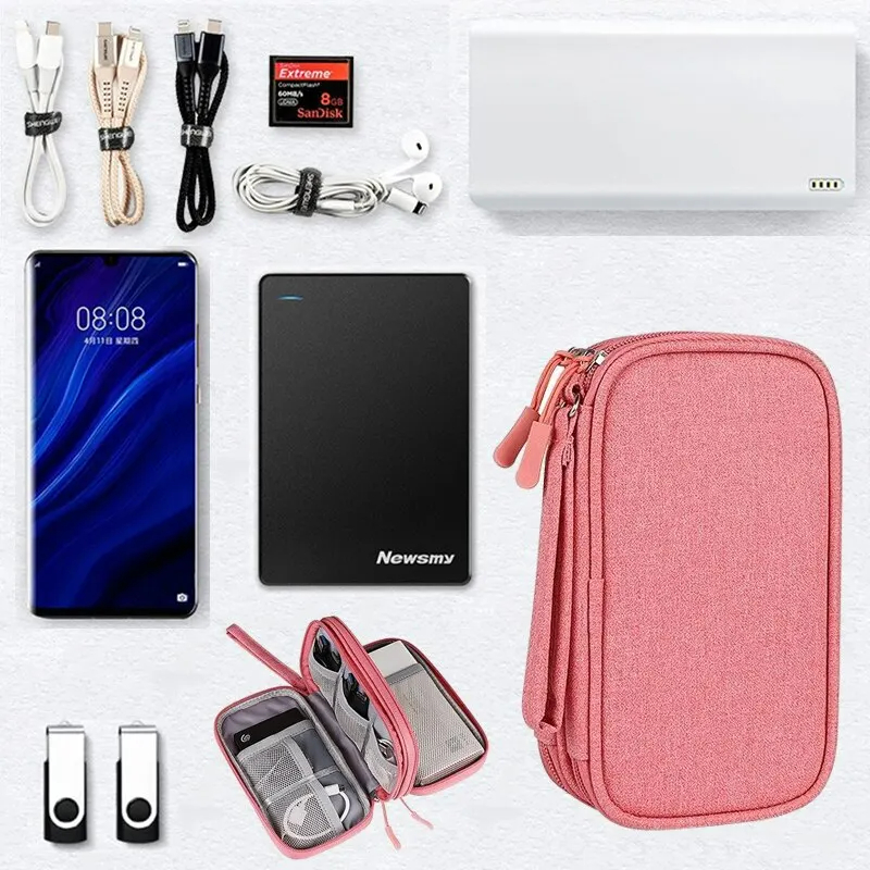 Portable Digital Accessory Organizer Bag for Travel - Multi-layer Cable & Headset Storage