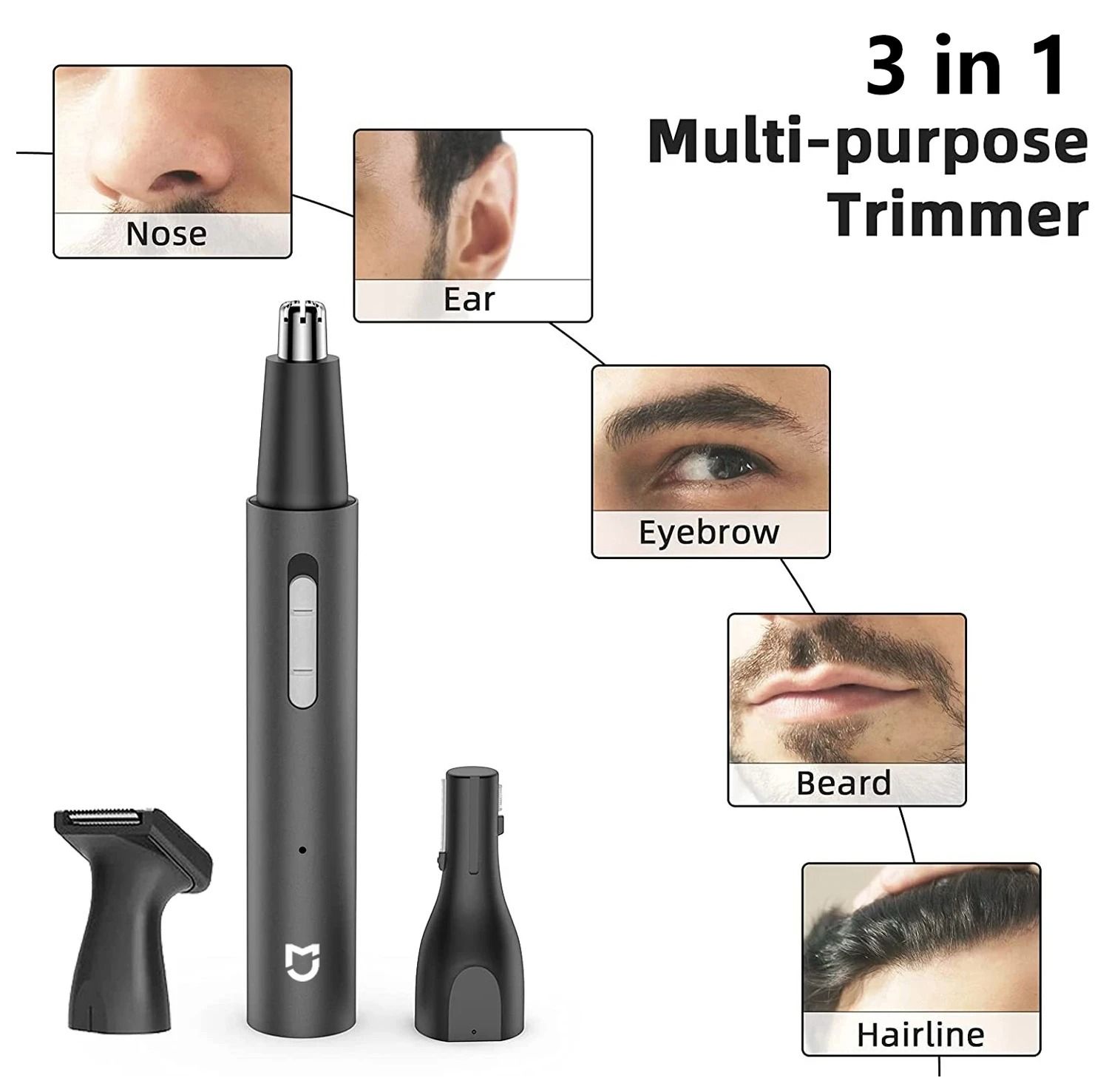 3-in-1 Electric Nose Ear and Eyebrow Hair Trimmer for Men