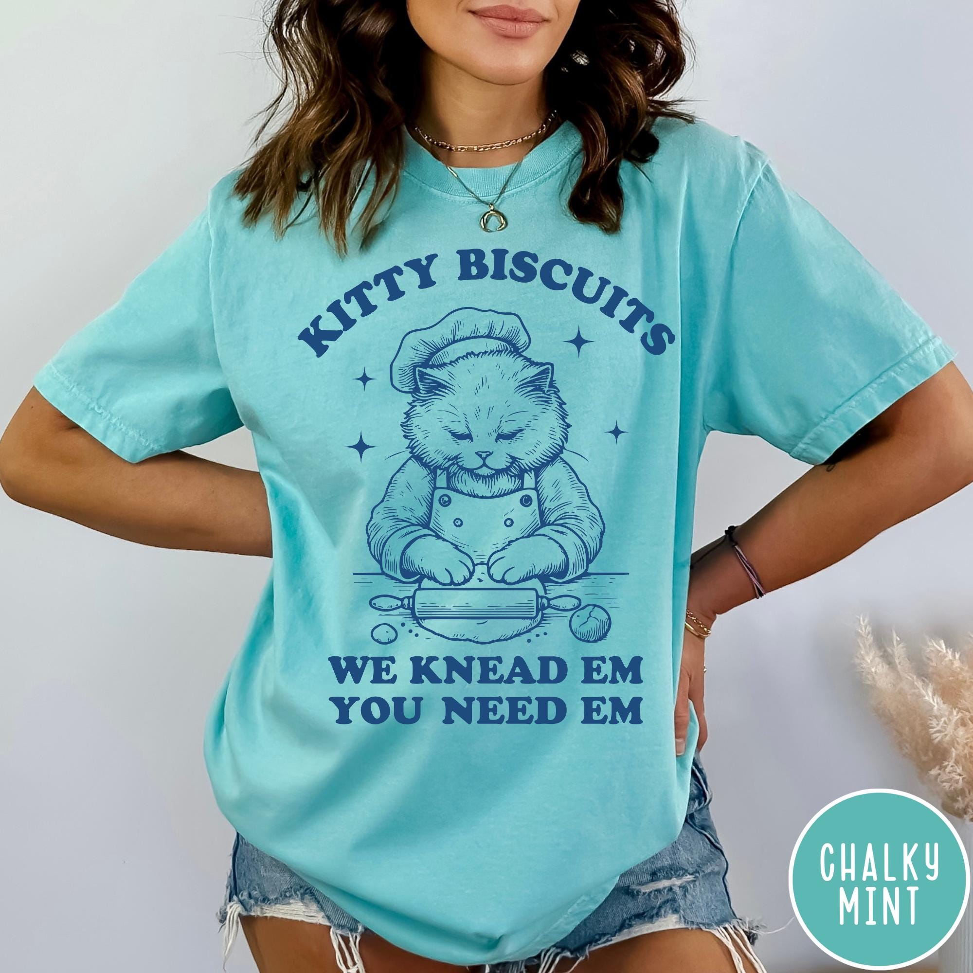Kitty Biscuits Shirt Funny Cat Baking Graphic Tee Cute Cat Lover Pun T-Shirt