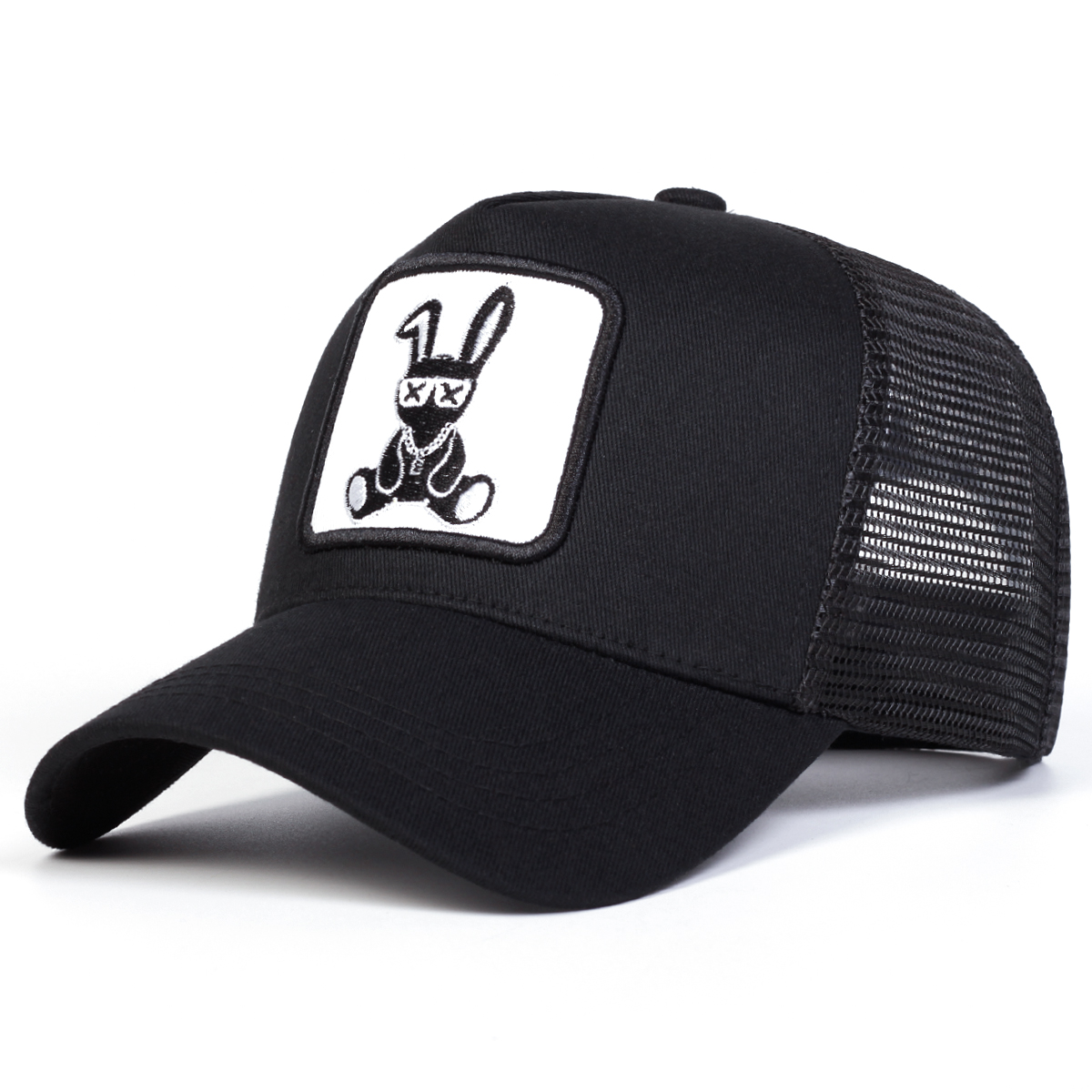 Spring Summer Outdoor Sunscreen Hat, Unisex Cartoon Rabbit Embroidery Baseball Net Caps, Adjustable Casual Trucker Hats