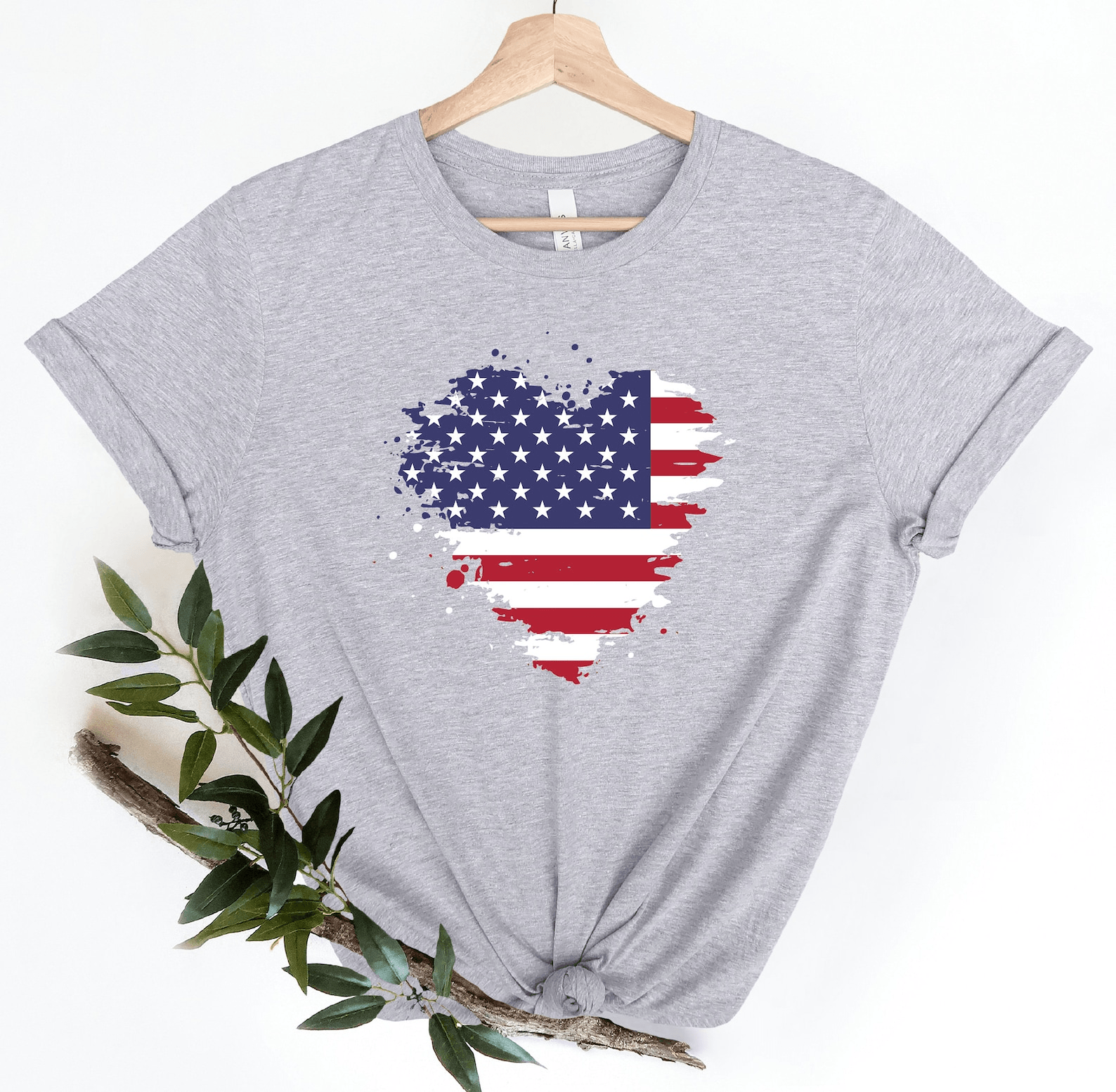 USA Heart Flag Shirt Patriotic 4th of July Shirt American Flag Love Tee