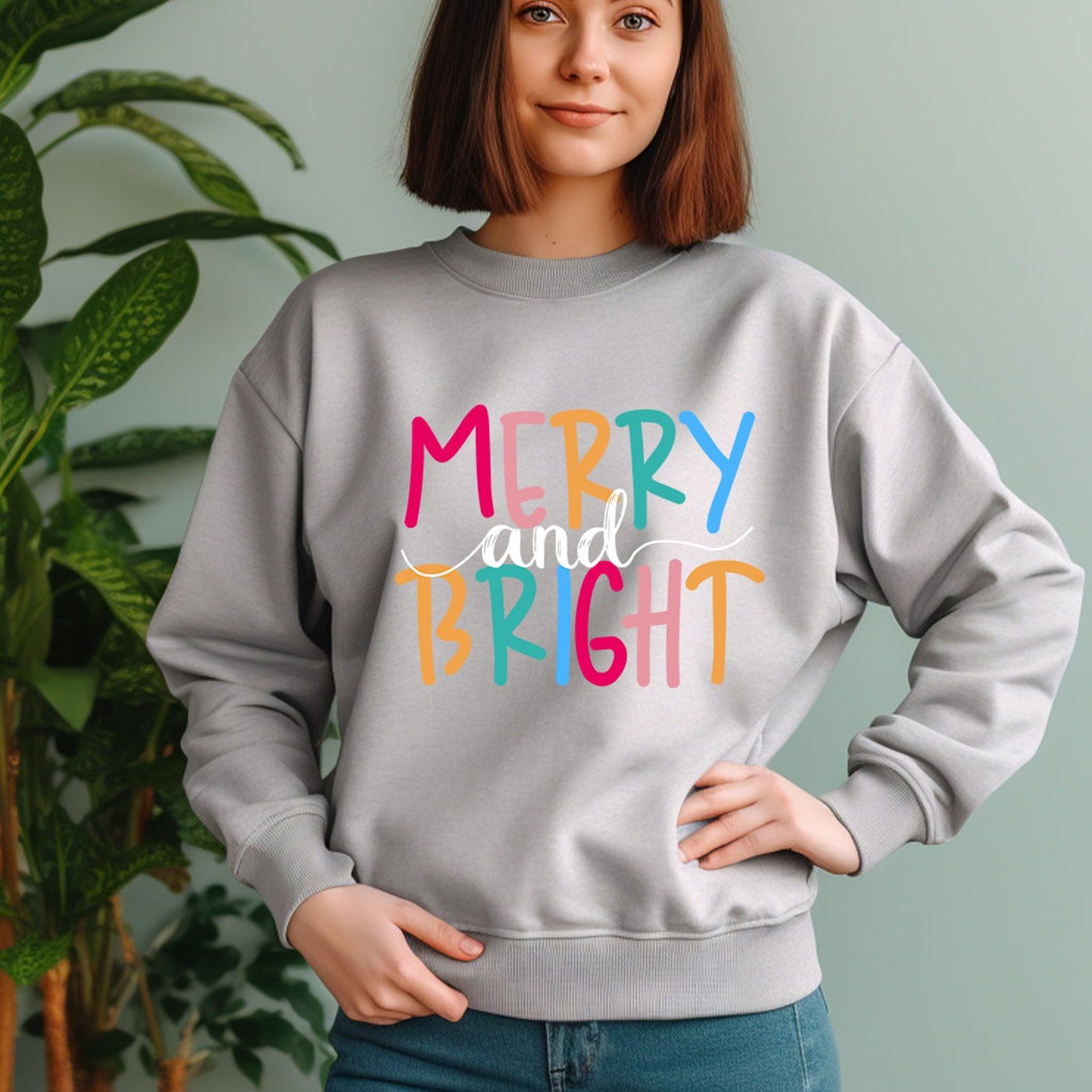 Merry and Bright Christmas Sweatshirt | Family Holiday Crewneck Cozy Festive Winter Pullover
