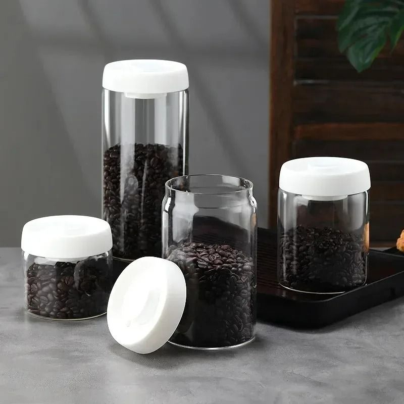 Vacuum Sealed Coffee Jar Airtight Glass Coffee Storage Container