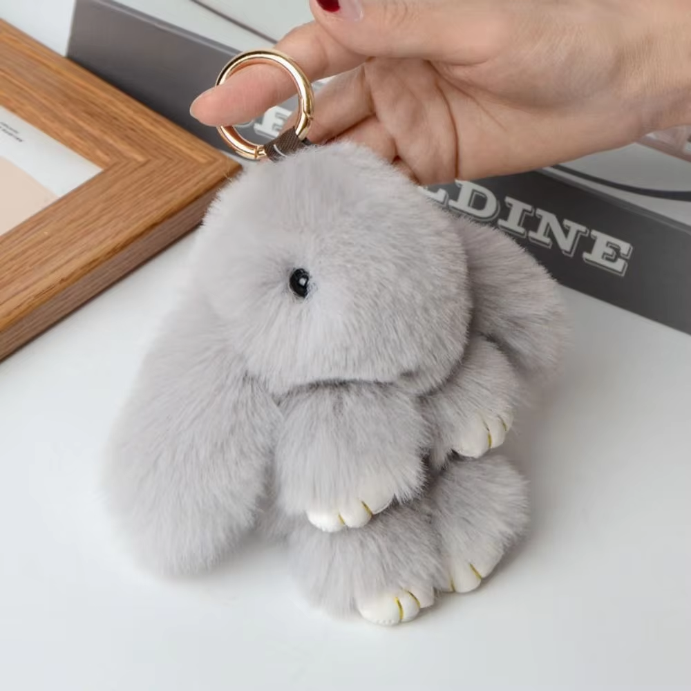 Fluffy Bunny Plush Keychain Cute Rabbit Doll Bag Charm Soft Gift Toy