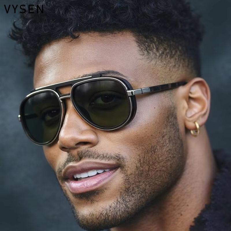 Men's Oversized Polarized Pilot Sunglasses – Luxury Double Beam Vintage Driving Shades