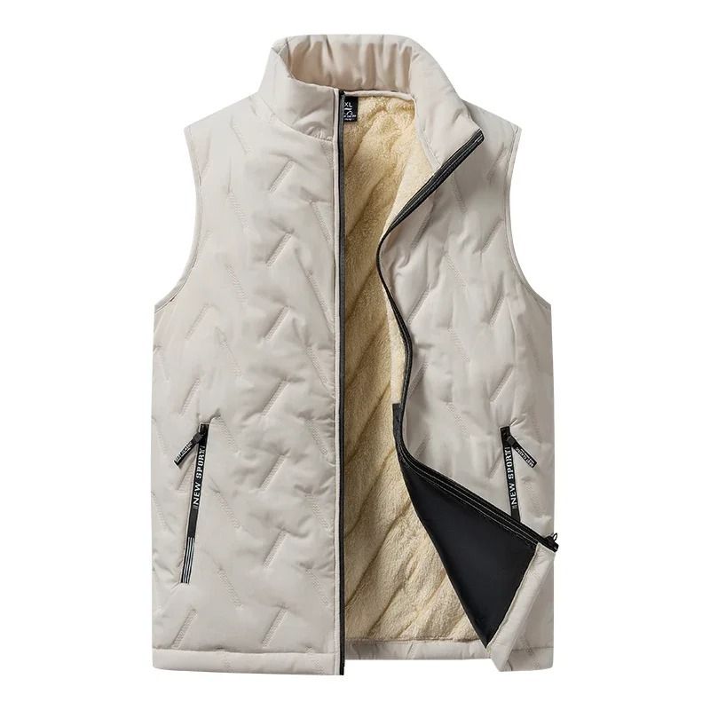 Mens Padded Cotton Vest with Stand Collar